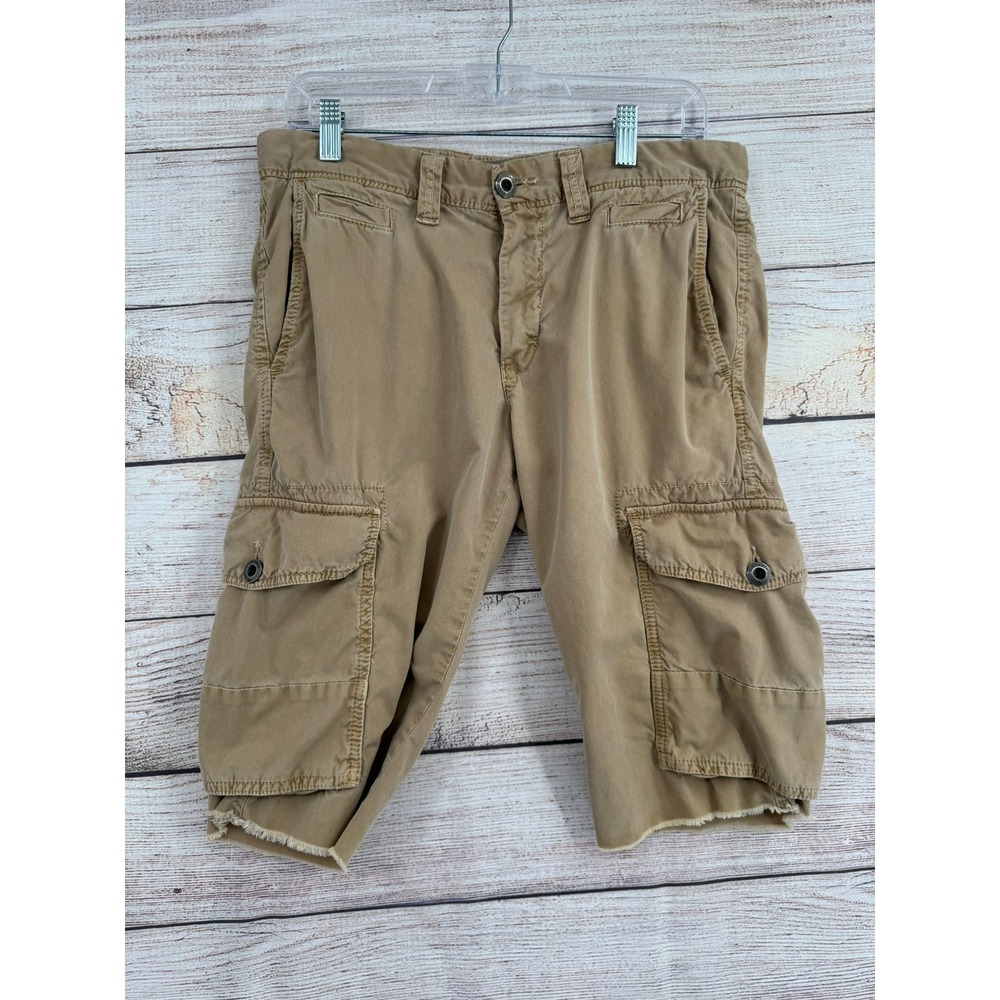 Paperbacks‎ Cargo Shorts Mens 31 Tan Khaki Cutoff Raw Hem Cotton Twill